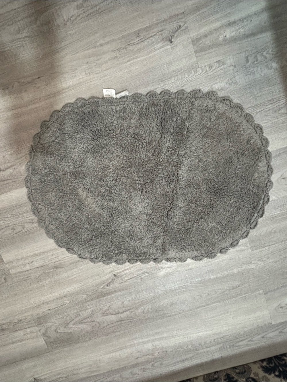 Gray Plush Oval Bath Mat - Unbranded